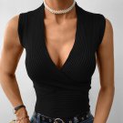 Sexy Knitted Vest T-shirt Deep V Crop Top