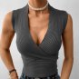 Sexy Knitted Vest T-shirt Deep V Crop Top