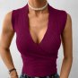Sexy Knitted Vest T-shirt Deep V Crop Top
