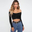 Sexy V Neck Long Sleeve Crop Top