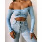 Sexy V Neck Long Sleeve Crop Top