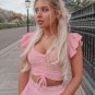 Sexy V-neck Flared Sleeve Crop Top