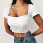 Short Sleeve Slash Neck Crop Top