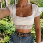 Short Sleeve Slash Neck Crop Top
