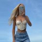 Sleeveless Backless Print Crop Top