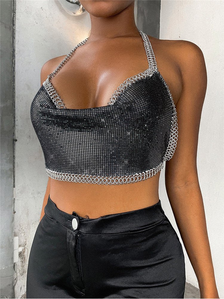 Sleeveless Solid Patchwork Crop Top