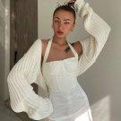 Solid Color Long Sleeve Loose Crop Top