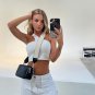 Solid Sleeveless White Crop Tops For Women