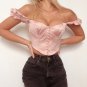 Summer Pink Sexy Square Neck Crop Top