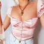 Summer Pink Sexy Square Neck Crop Top