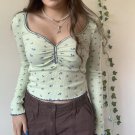 Sweet Girl Square Collar Frill Full Sleeve Crop Top