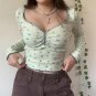 Sweet Girl Square Collar Frill Full Sleeve Crop Top