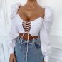 V Neck Hollow Out Long Sleeve Crop Top