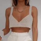V Neck Pearl Vest Women Fashion Crop Top