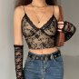 V Neck Sexy Lace Crop Top Floral Vintage