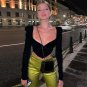 V Neck Velvet Crop Tops