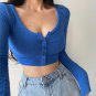 V-neck Long Sleeve Bottomed Crop Top