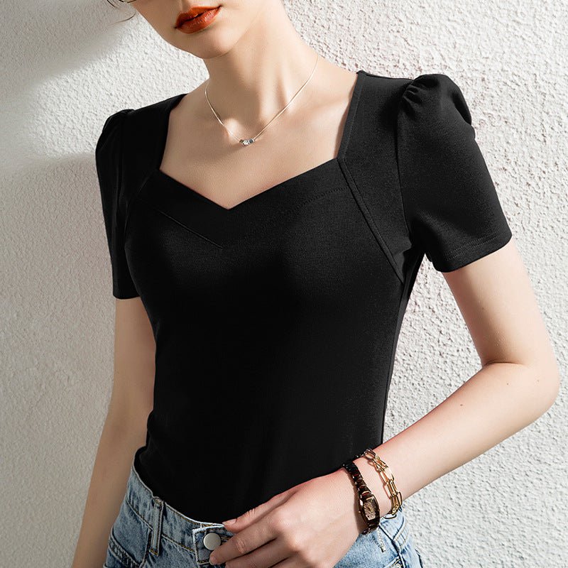 V-neck pure cotton white Crop Top