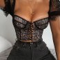 Women Black Lace Sexy Crop Top