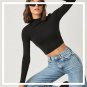Women Sexy Crop Top O Neck Long Sleeve