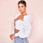 Women Sexy Crop Top Shirt Long Puff Sleeve