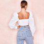 Women Sexy Crop Top Shirt Long Puff Sleeve