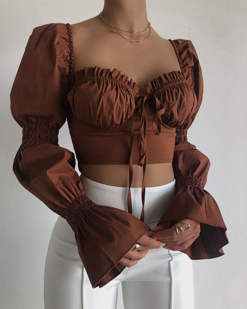 Women Square Collar Bustiers Crop Top