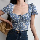 Women Square Neck Puff Sleeved Crop Top
