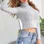 Women Turtleneck Sweaters Slim Knitted Crop Top