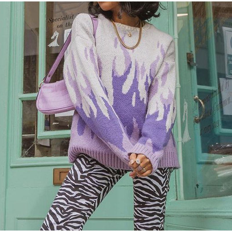 Flame Printed Knitting Sweaters