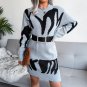 Abstract Print Crewneck Long Sleeve Sweater