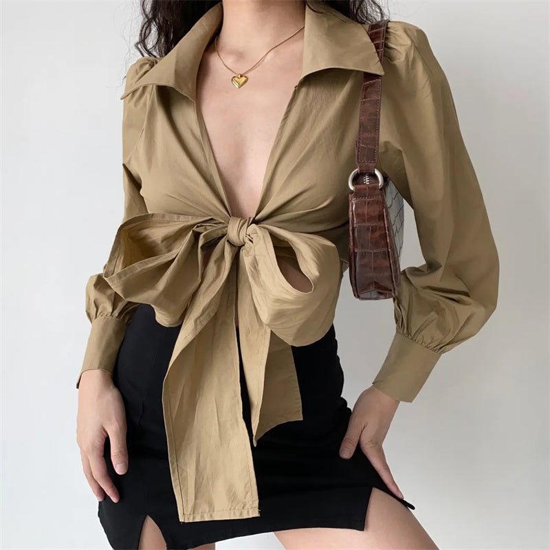 Blouse Sexy Cross V-Neck