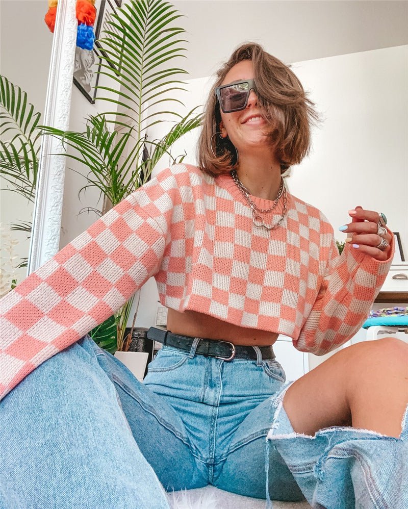 MosiMolly Pink Plaid Sweaters