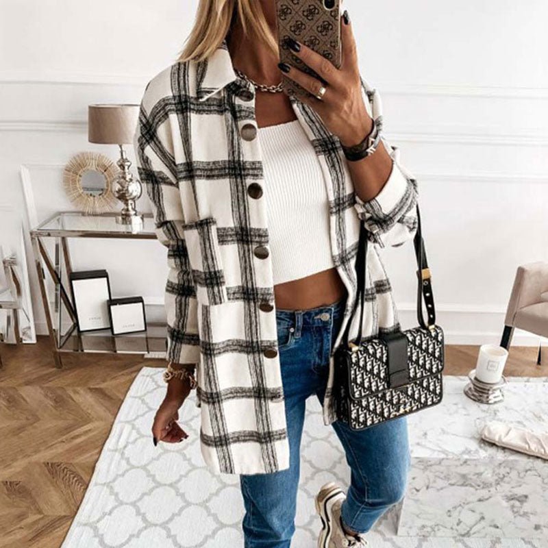 Women Loose Winter Checkered Jacket