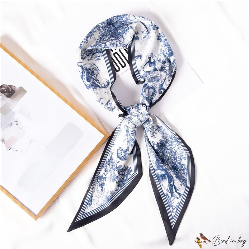 New Chinese wind hair band animal print long silk scarf female sweet decorative floating ribbon flow