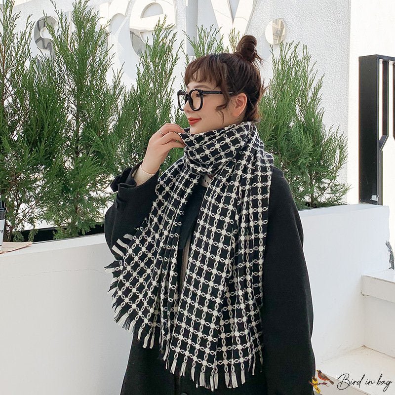 Scarf female new fall and winter warm imitation cashmere bird check scarf street long scarf