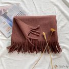 Cashmere scarf female winter new solid color wool scarf anti-cold warm fringe large shawl