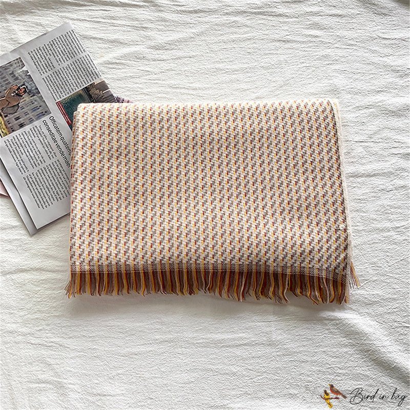 Plaid scarf female winter new imitation cashmere warm fringe shawl thickened anti-chill scarf