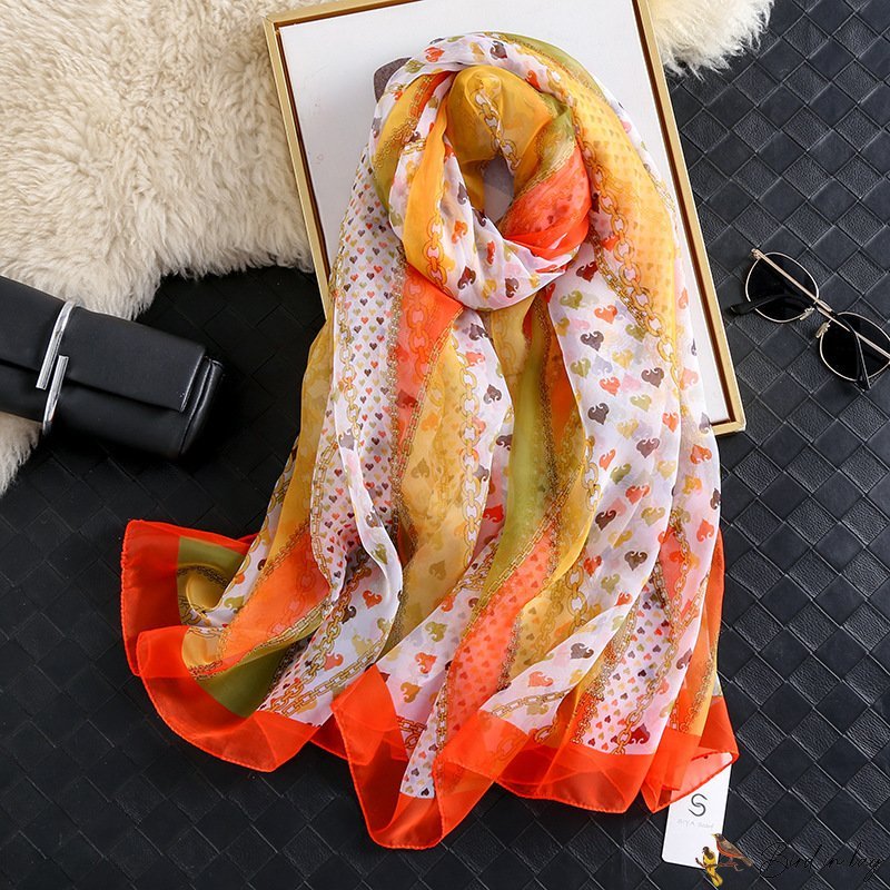 New simulated silk you soft yarn long scarf day love print beach towel decorative shawl