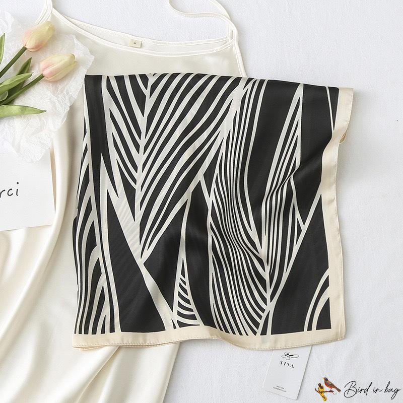 Summer new simulation silk scarf female striped square scarf scarf neck scarf