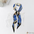 Classic retro chain printing simulation silk scarf female fashion thin narrow long small neck scarf 