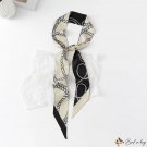 Season new long strip simulation silk scarf female double-sided printing ribbon white collar neck sc