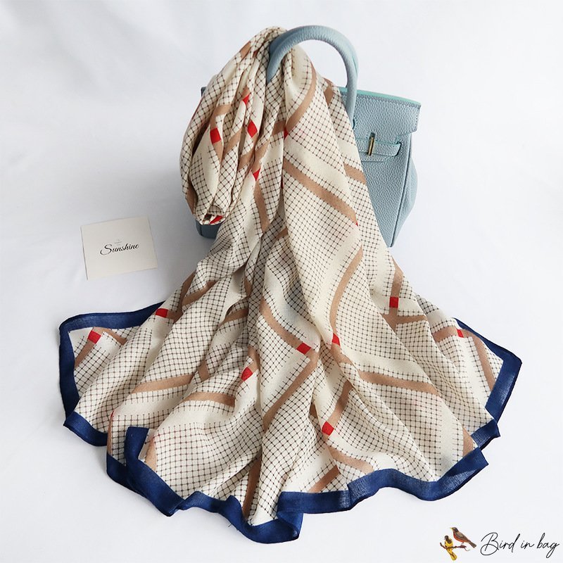 Autumn and winter new messy linen scarf plaid printing beach towel room warm shawl