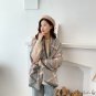 Autumn and winter new messy linen scarf plaid printing beach towel room warm shawl