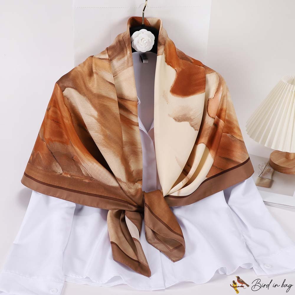 New luxury satin silk scarf 110cm large square scarf ladies scarf printing headscarf shawl scarf