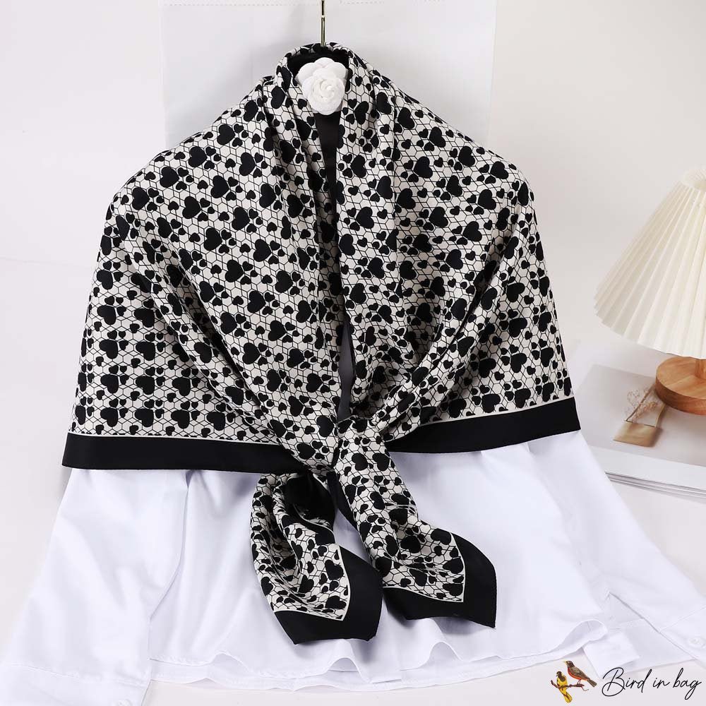 110x110cm twill silk large square scarf literary retro print silk scarf women decorative shawl