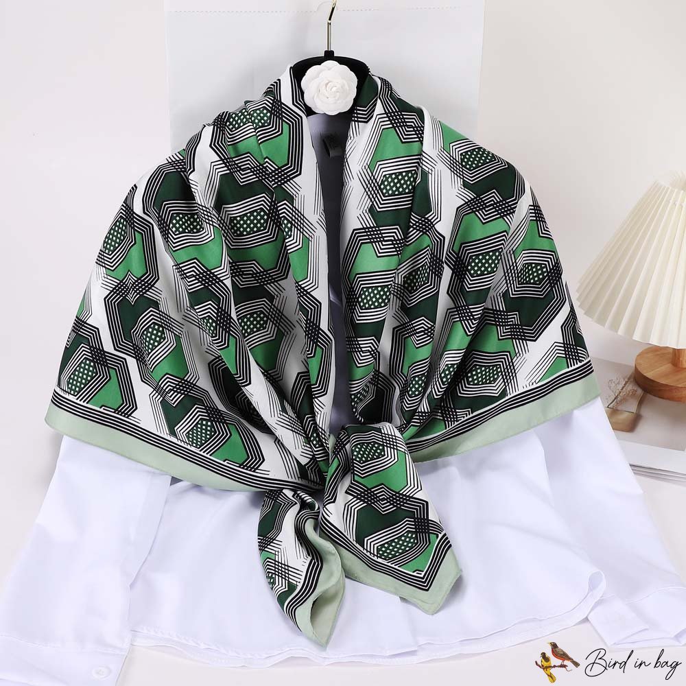 New satin twill silk scarf 110cm large square scarf ladies scarf printing headscarf shawl scarf