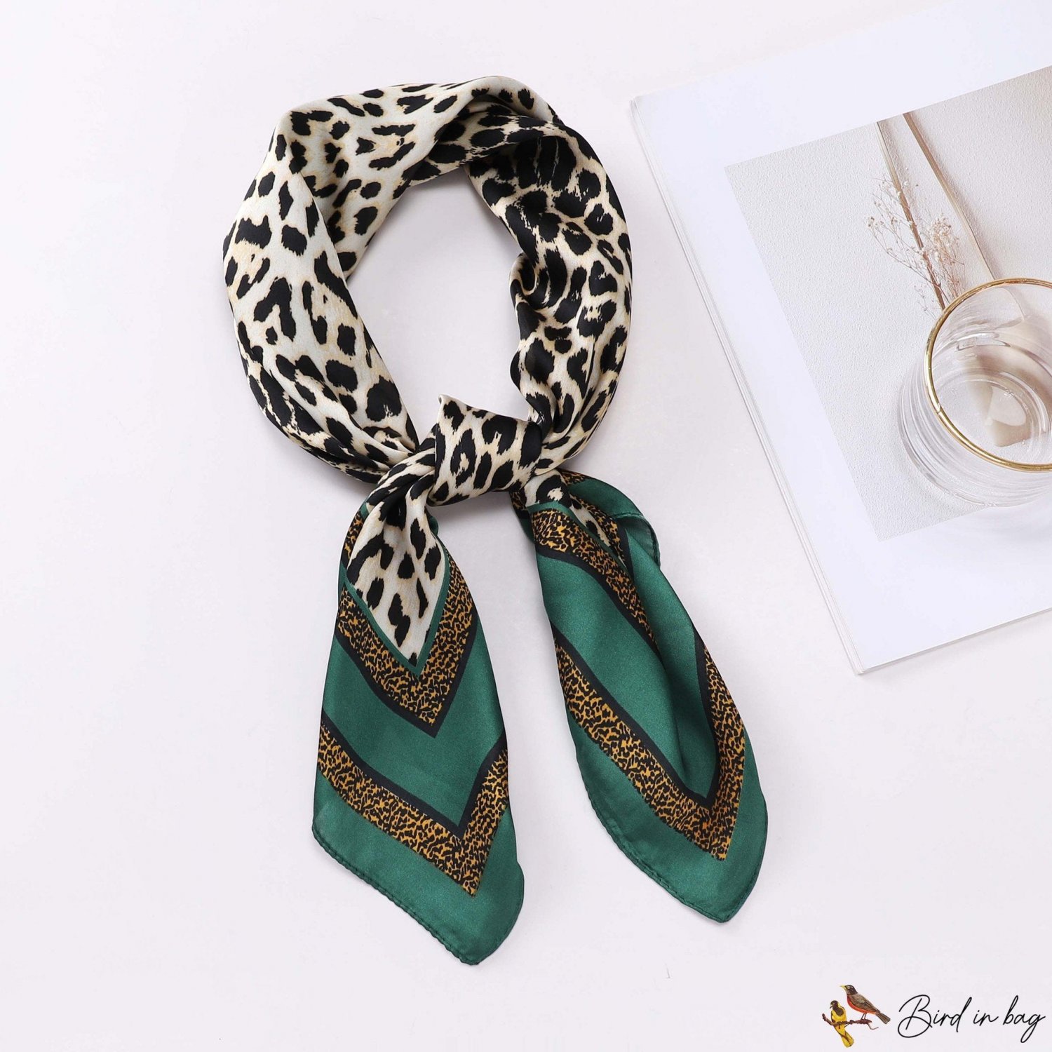 Spring and summer new leopard print small square scarf 70cm printed small silk scarf women's headsca