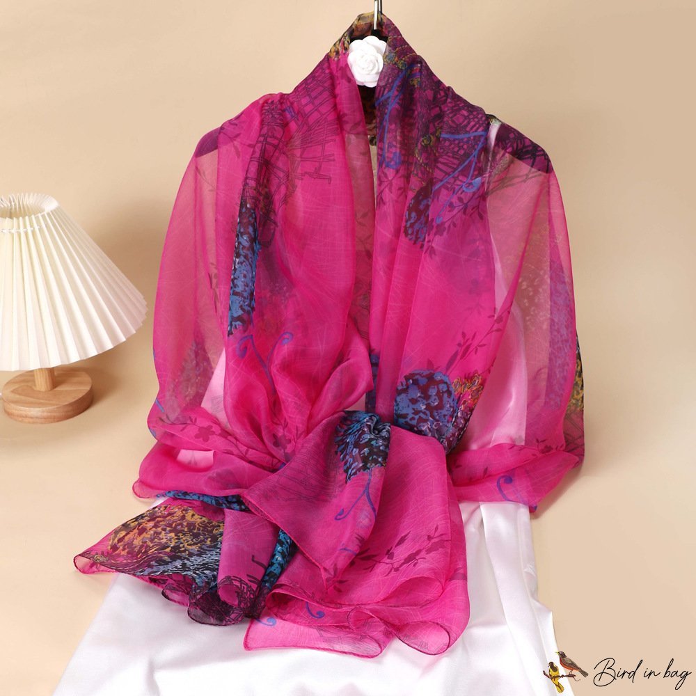 130 * 180cm large long silk scarf women's new printing silk scarf scarf in the long section shawl