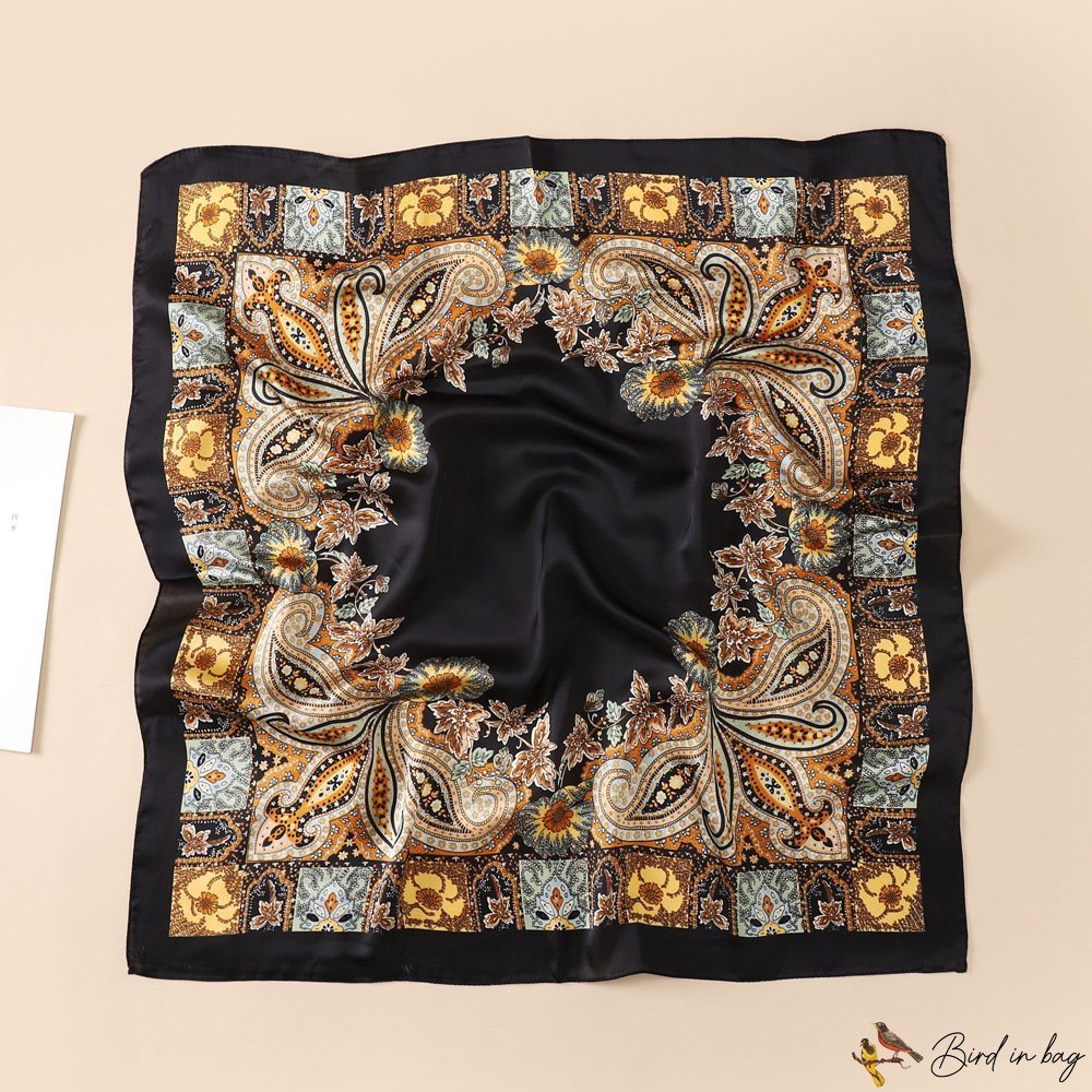 70cm silk scarf female simulation silk turban printing square scarf shawl
